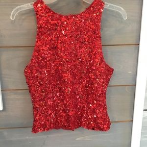 Red sequined top